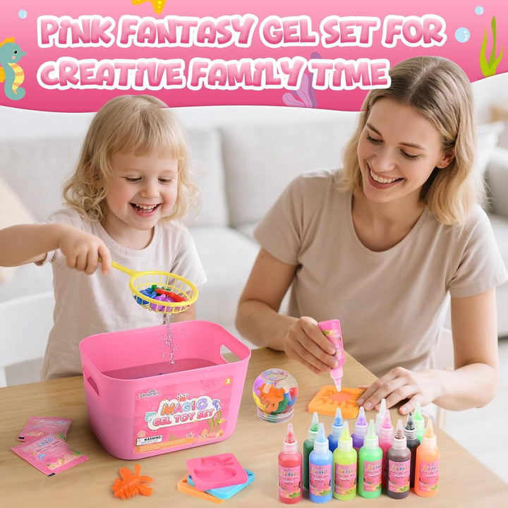 Dreamon Magic Gel Water Kit, 53 PCS DIY 3D Aqua Gelz Spielzeug mit 22 Farben & 16 Formen, Aqua Fairy