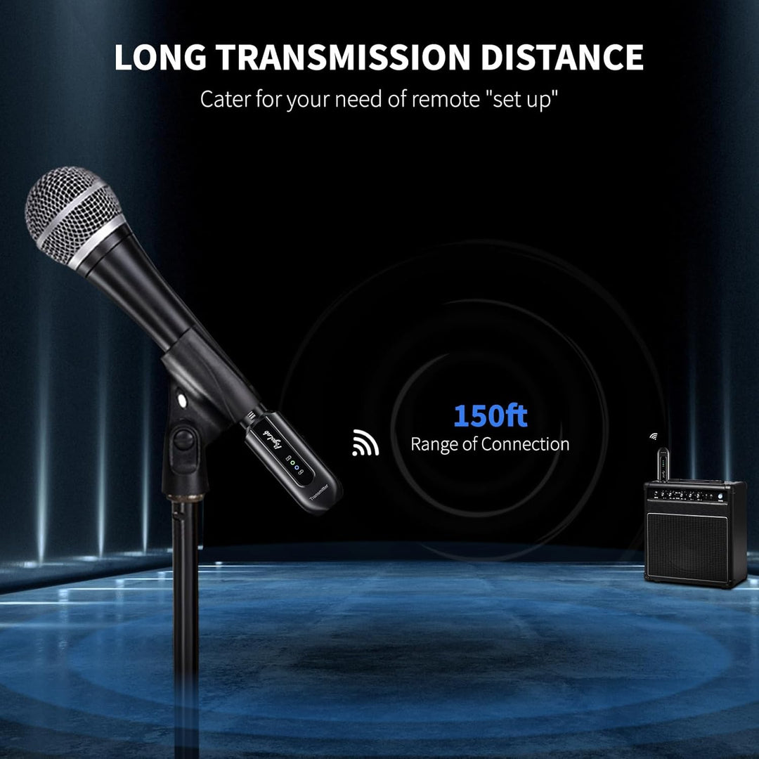 POGOLAB Drahtloser Mikrofon-Sender-Empfänger, 2,4 GHz, kabelloses XLR-Mikrofonsystem, wiederaufladba