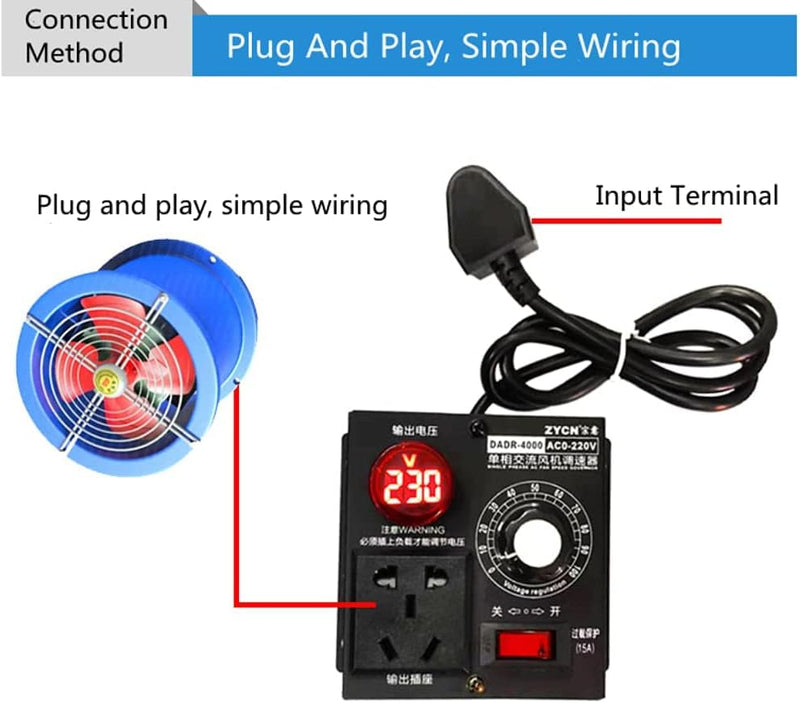 Drehzahlregler AC 220V 4000W Hochleistungs SCR Spannungsregler Motorlüfter Drehzahlregler Dimmer The