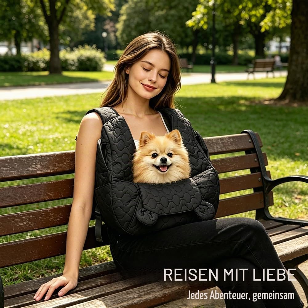 Hundetragetasche Bis 10 Kg, Freihändige Hundetasche Für Kleine Hunde mit Verstellbarem Gurt, Front H