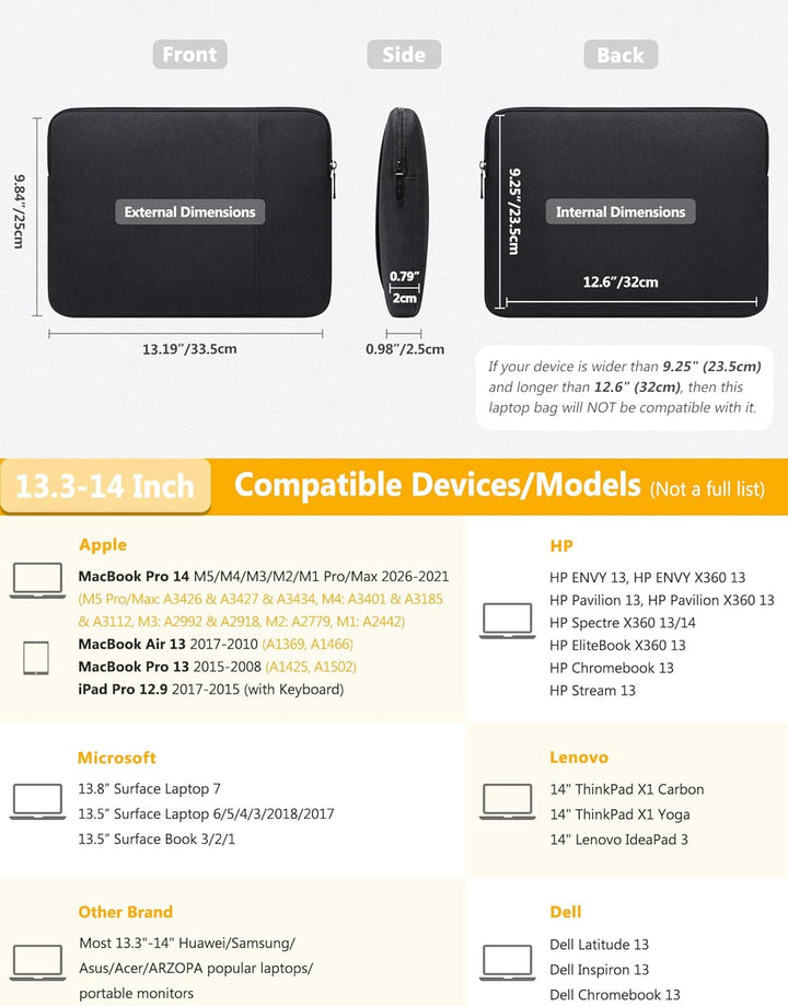 HYZUO 13,3-14 Zoll Laptop Tasche Set für MacBook Pro 14 M3/M2/M1 Pro/Max 2024-2021, MacBook Air/Pro