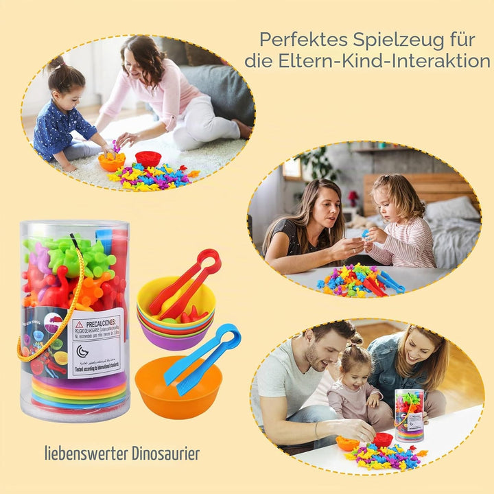 LEADSTAR Montessori Spielzeug ab 3 4 5 Jahre,58 Stück Dinosaurier Zählen Farberkennung Spielzeug, Mo