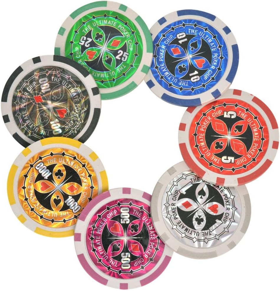 Festnight Kombiniertes Poker/Blackjack Set mit 600 Laserchips Pokerset Aluminiumkoffer