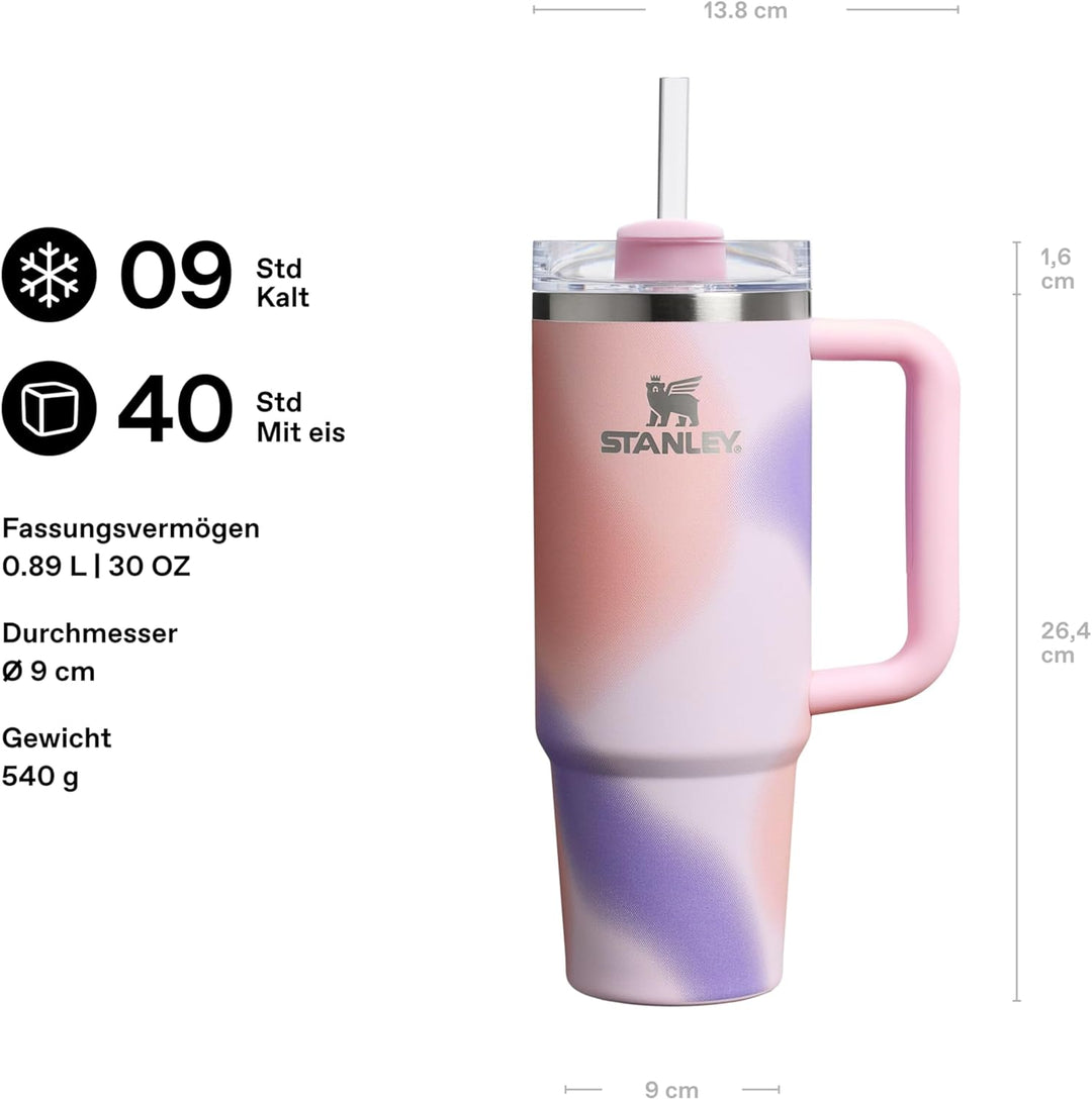 STANLEY 1913 Quencher H2.0 Flowstate Trinkflasche Mit Strohhalm 0.89L - Thermobecher Kühlt Bis 9 Stu