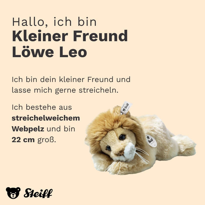 Steiff Leo Löwe - 22 cm - Plüschlöwe liegend - Kuscheltier für Kinder - weich & waschbar - blond (28