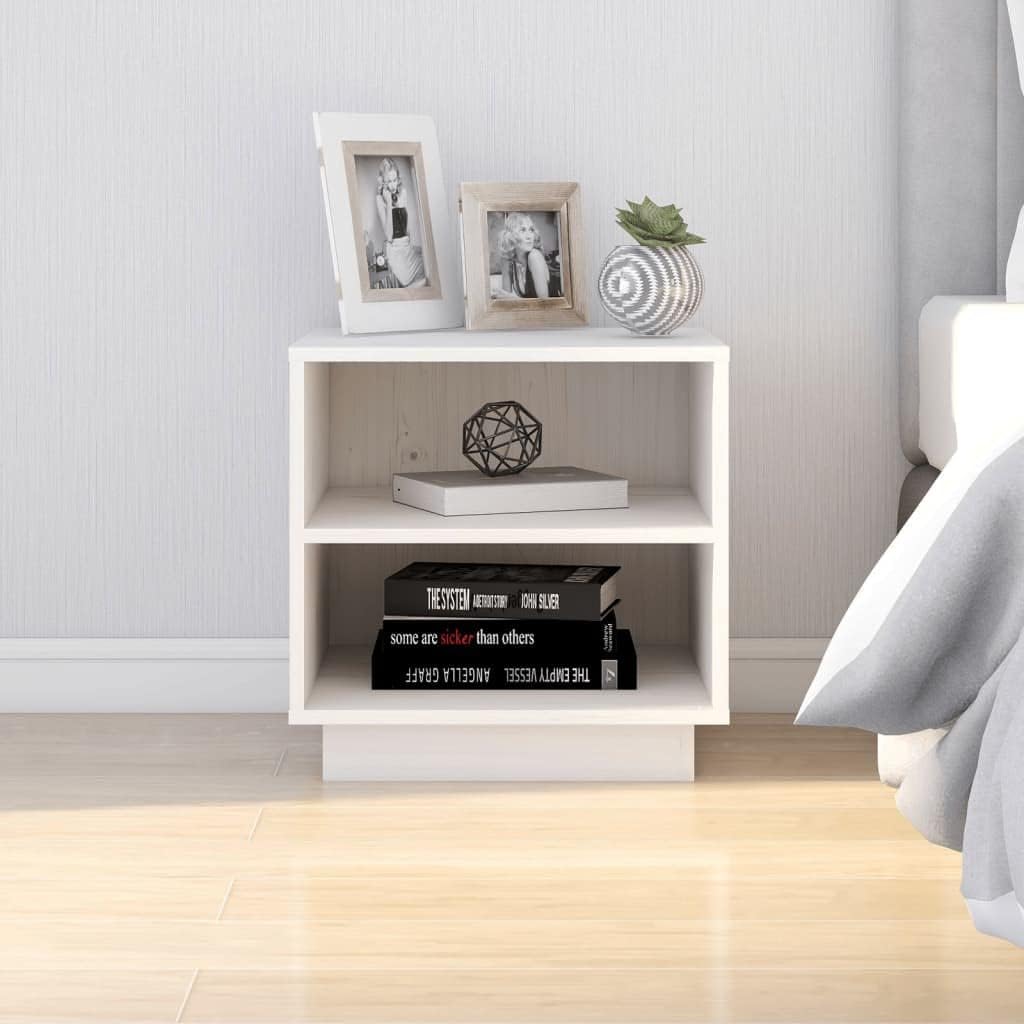 Bedside Table Nachtkonsole Beistelltisch mit Stauraum Night Stand Nachttisch Weiss 40x34x40 cm Massi