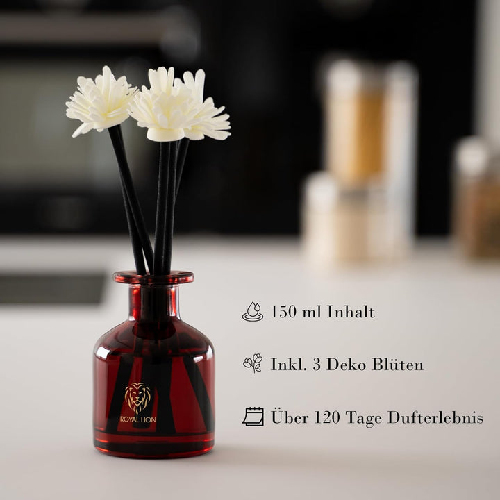 ROYAL LION Reed Diffuser 150ml - Aroma Diffuser - Raumduft Stäbchen - Lufterfrischer mit Duftstäbche