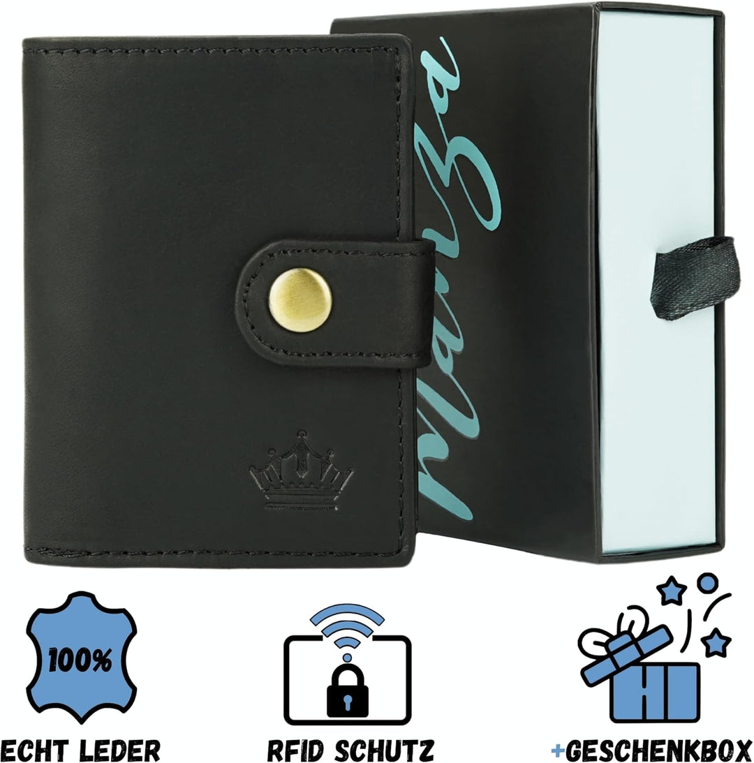 Slim Wallet Geldbeutel mit Münzfach und RFID-Schutz Rindleder Börse für Herren Mini Geldbörse NEU (S