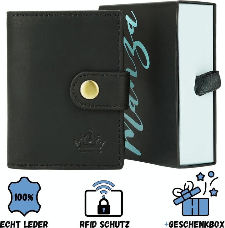 Slim Wallet Geldbeutel mit Münzfach und RFID-Schutz Rindleder Börse für Herren Mini Geldbörse NEU (S