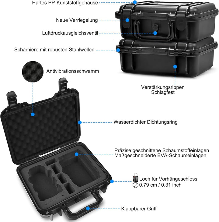 LEKUFEE Kompakte Tragbare wasserdichte Tragetasche Koffer für DJI Mini 2 SE Drohne und DJI Mini 2 Zu