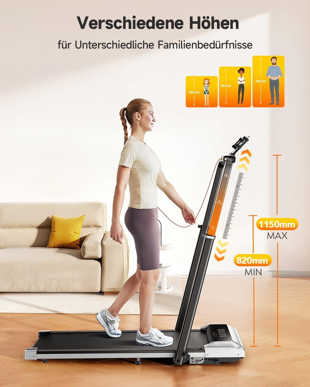 Laufband für Zuhause mit Neigung, 2 in 1 Walking Pad, 12km/h Klappbar Laufband mit Steigung, 2.5HP U