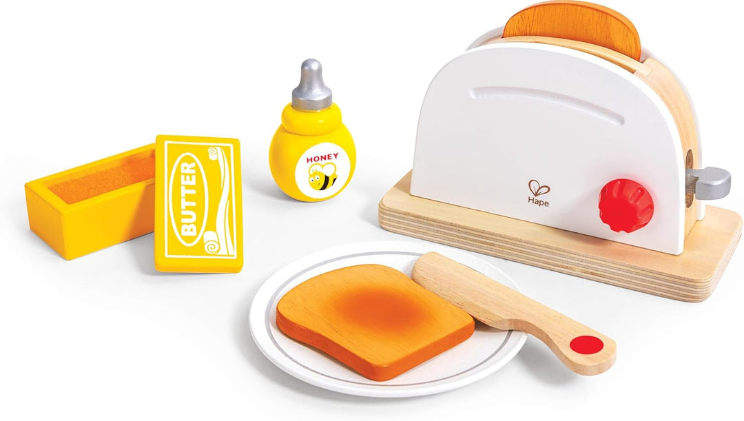 Hape Pop-up-Toaster-Set| Küchen-Fantasiespiel mit Frühstückszubehör für Kinder von Hape, Weiss Singl