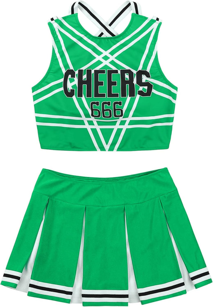 MSemis Damen Cheerleading Kostüm Cheer Leader Uniform Karneval Fasching Party Halloween Kostüm Kleid