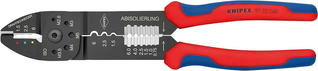 KNIPEX Crimpzange schwarz lackiert, 97 32 240 | Mit Mehrkomponenten-Hüllen 240 mm 240 mm Mehrfarbig,