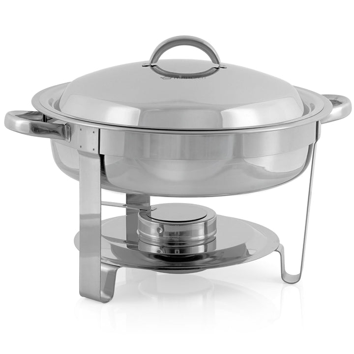 Mahlzeit Edelstahl Chafing Dish rund 4,5 Liter | Speisenwärmer Wärmebehälter Bain Marie Rechaud Warm