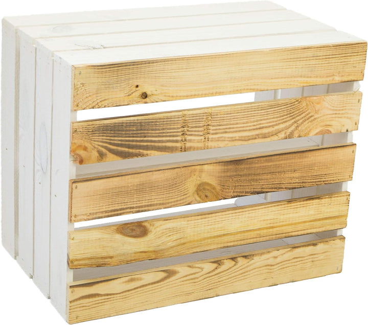 Kistenkolli Altes Land 3er Set Holzkisten Paula Weiss/geflammt 50x40x30cm 3er Set Paula Geflammt Län