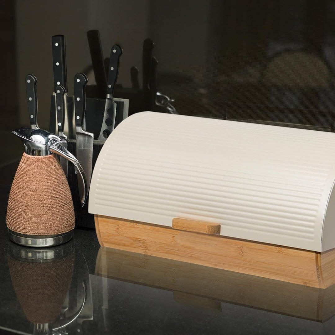 Brotkasten Metall Holz, Brotbox Schwarz, Brot Aufbewahrungsbox gross, Brotkorb mit Deckel, Bread Box