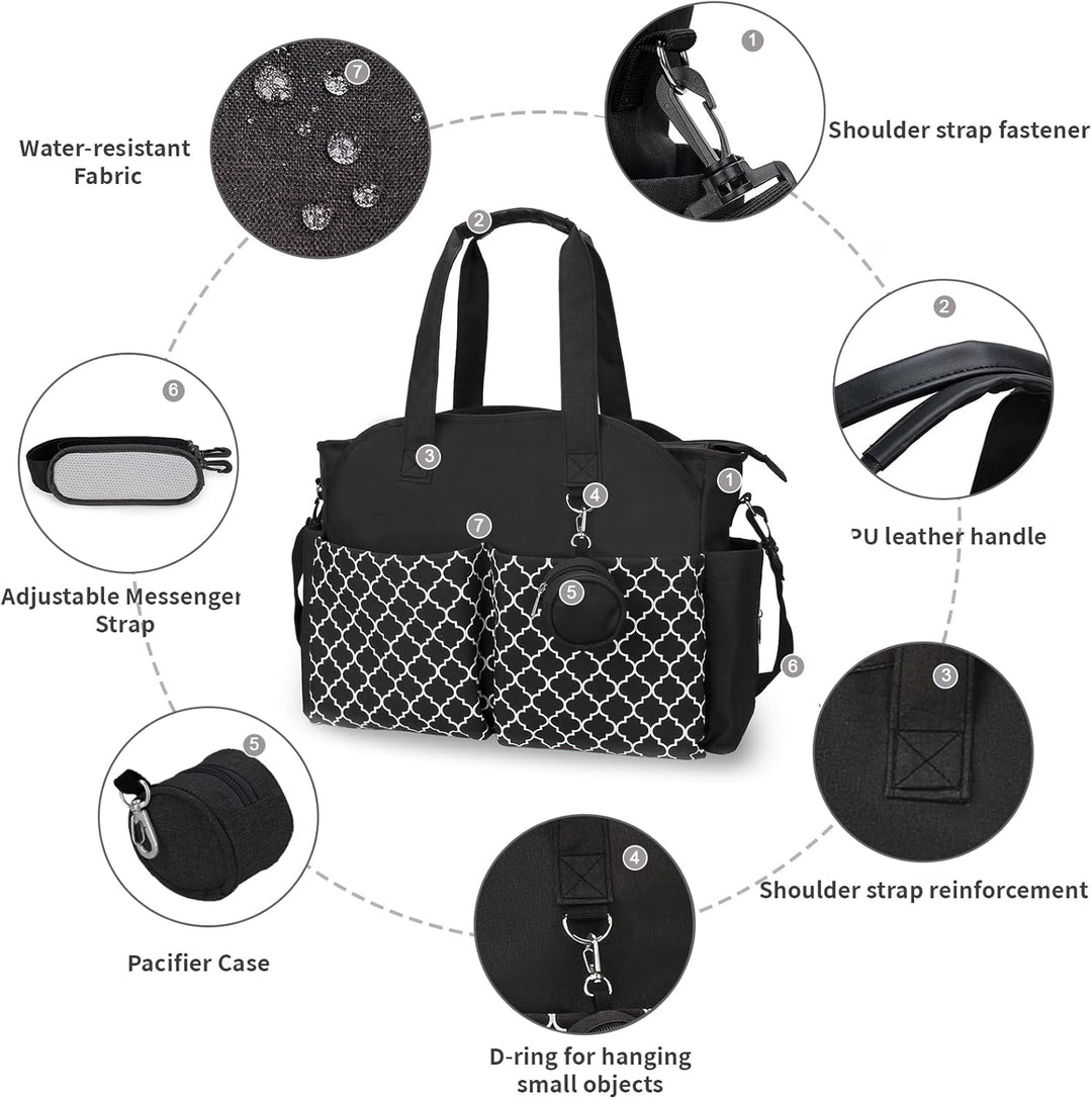 Wickeltasche Baby Gross, 13 Fächer Kinderwagen Windeltasche, Wasserabweisende Babytasche mit Schnull