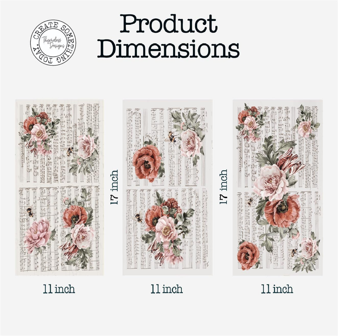 Thymeless Designs Transfers zum Aufreiben für Möbel und Handwerk, 3 Designbögen, je 27,9 x 43,2 cm,
