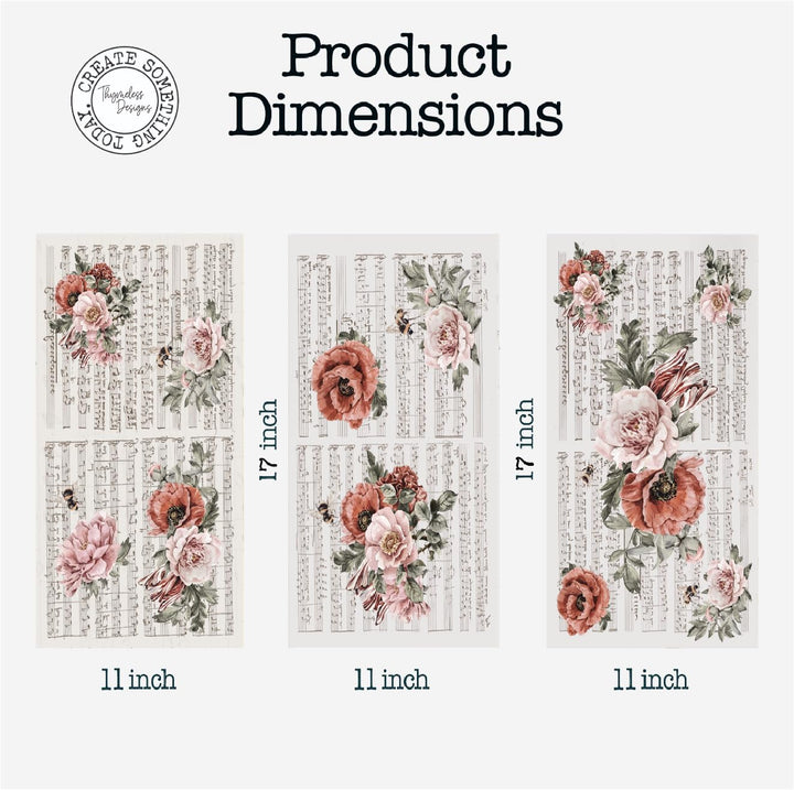 Thymeless Designs Transfers zum Aufreiben für Möbel und Handwerk, 3 Designbögen, je 27,9 x 43,2 cm,