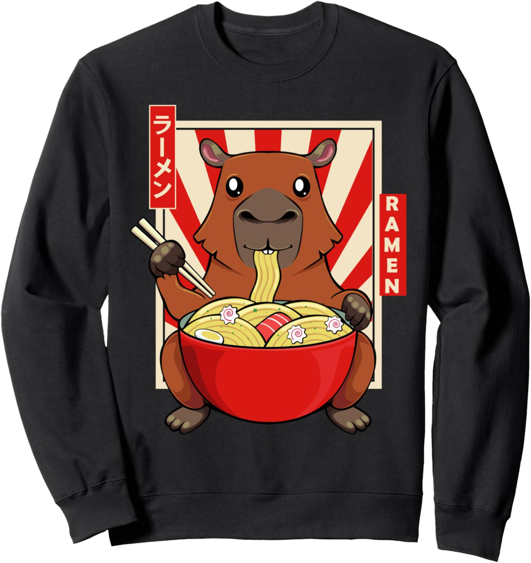 Capybara Nagetier Säugetiere Wasserschwein Kawaii Ramen Sweatshirt