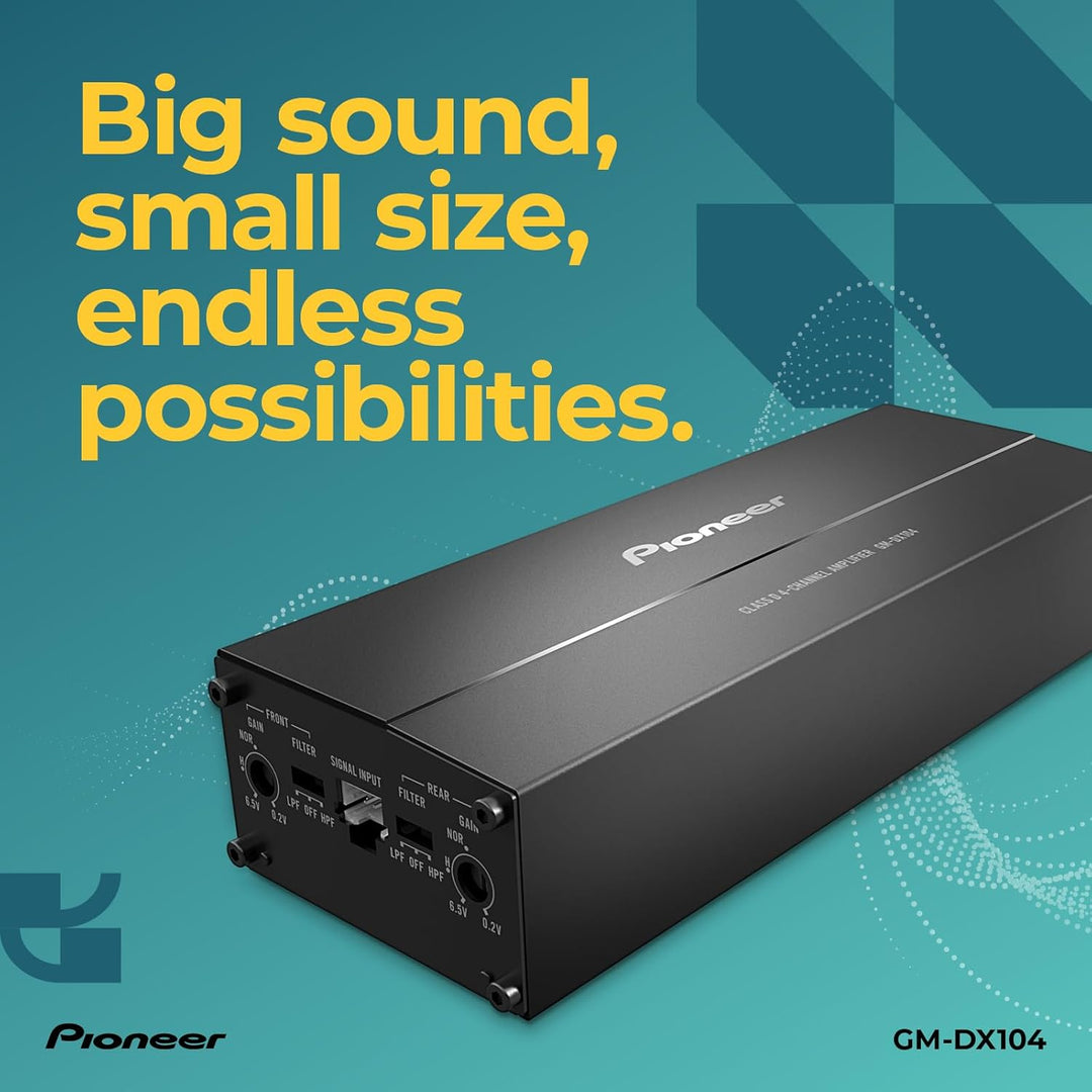 Pioneer GM-DX104 ultrakompakter Class-D 4-Kanal-Verstärker (Hi-Res Audio, 400 W), brückbar, kompatib