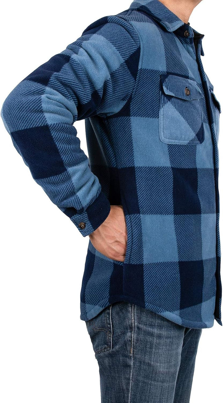ZENTHACE Herrenjacke aus warmem Sherpa-Fleece, kariert, Flanellhemd (komplett mit Sherpa-Fleece gefü