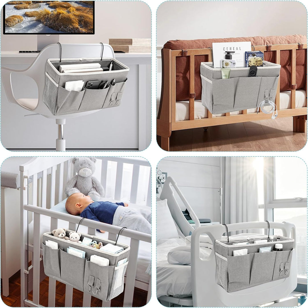2 Pack Nachttisch-Hängeaufbewahrung Hängeorganizer mit 3 Fächern, Bett Organizer zum Einhängen, Häng