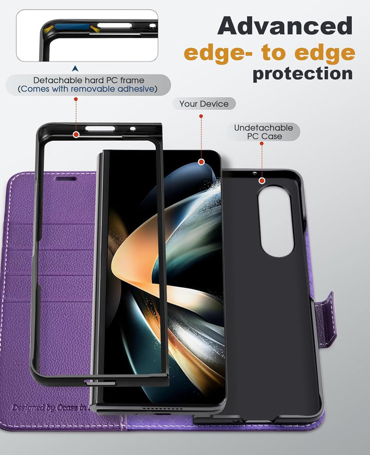 OCASE Hülle Samsung Galaxy Z Fold 5 5G Handyhülle mit [S Pen Halter] [Grenzschutz] [Premium PU Leder