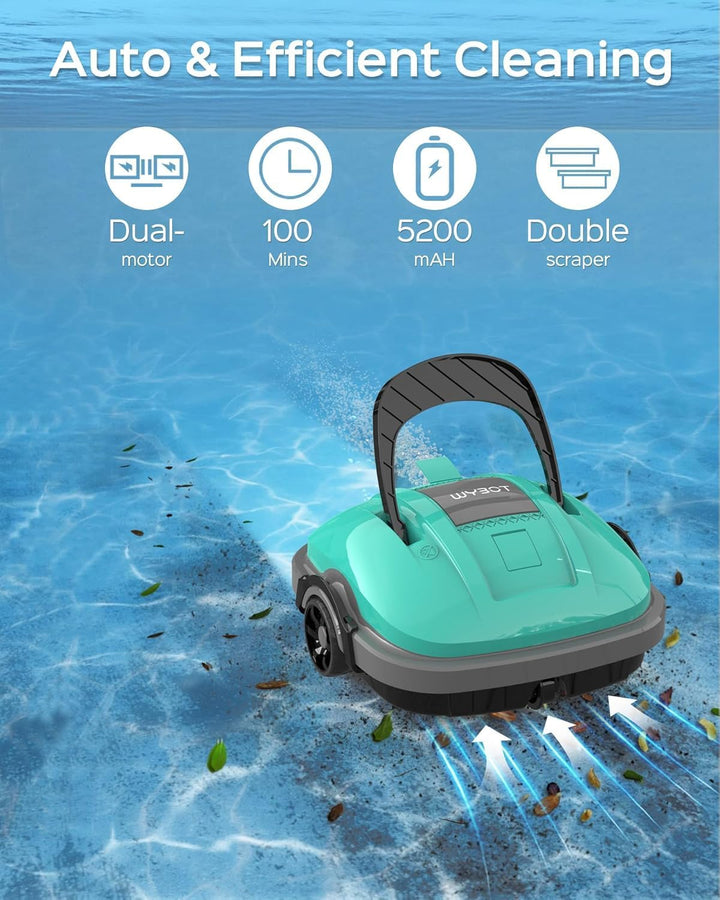 WYBOT Poolroboter Akku Kabellos Poolsauger Roboter mit Dual-Antriebsmotoren 100 Mins, Automatisches