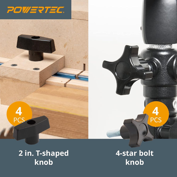 POWERTEC 71173 T Track Knob Kit, 1/4-20 Gewindebolzen und Unterlegscheiben, 46 Stück Set, T Track Sc
