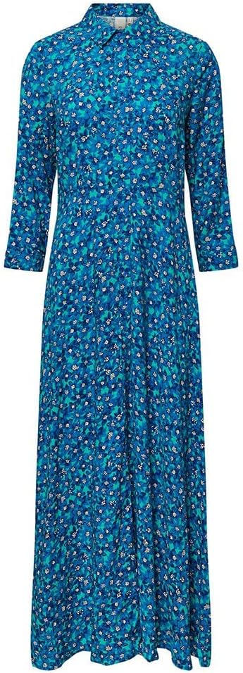 YAS Damen Yassavanna Long Shirt Dress S. Noos Kleid M Pool Green/Aop:polly Print, M Pool Green/Aop:p