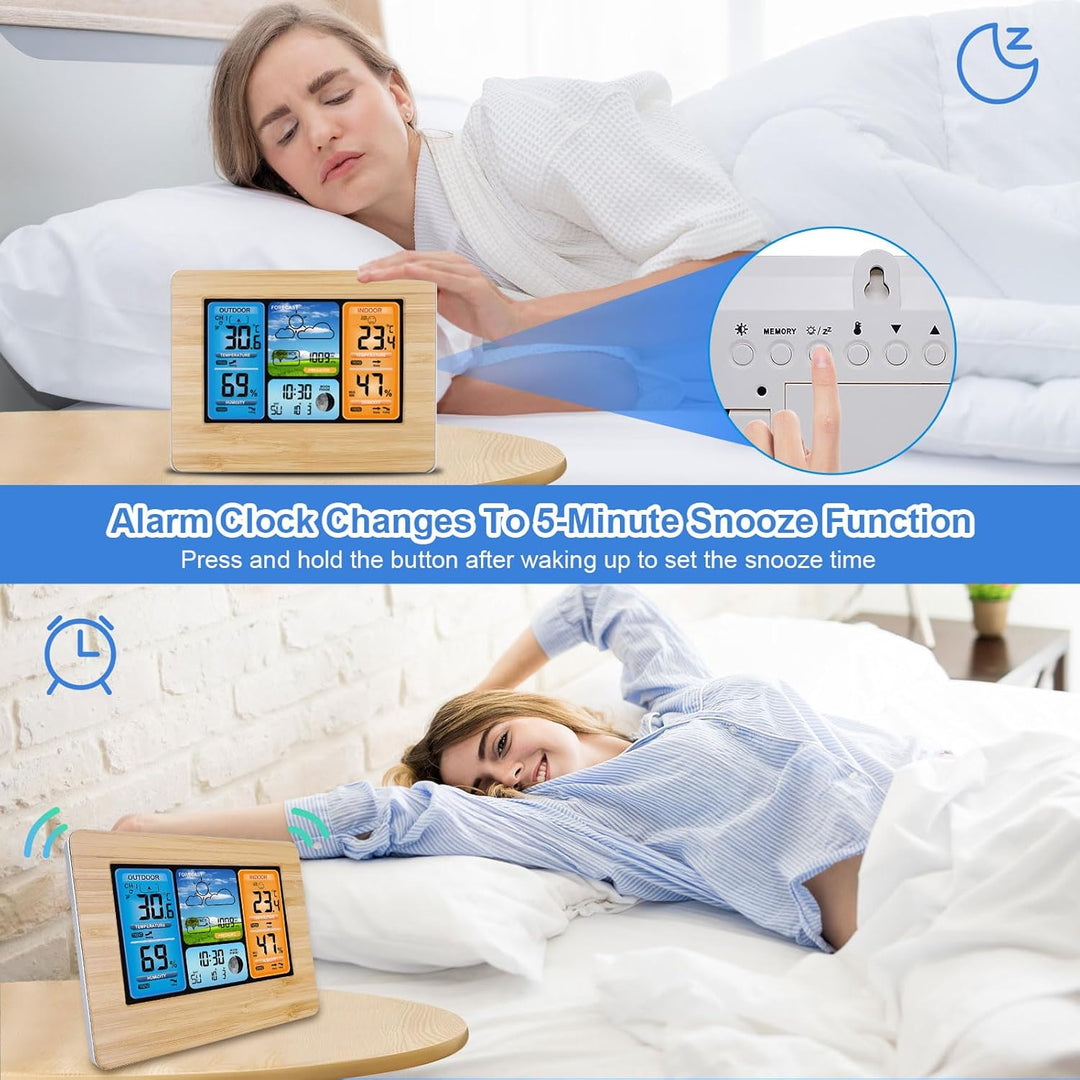 Viitech Wetterstation Funk mit Aussensensor, Grosses Farbdisplay Wireless Digital Wecker Barometer W