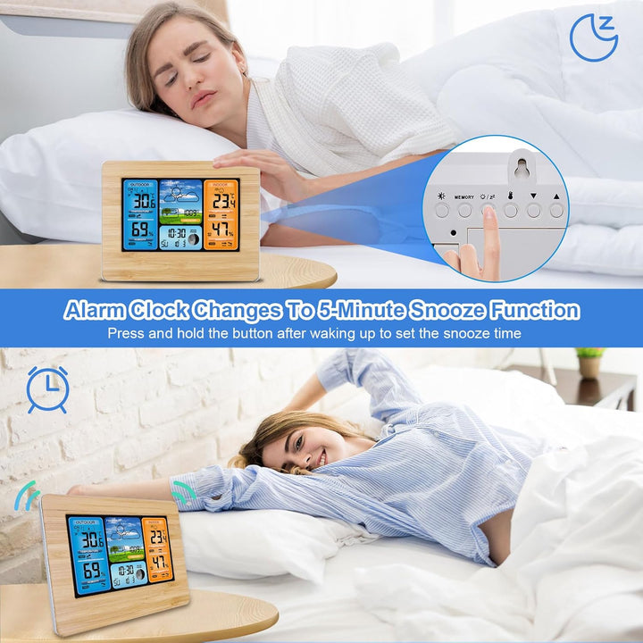 Viitech Wetterstation Funk mit Aussensensor, Grosses Farbdisplay Wireless Digital Wecker Barometer W