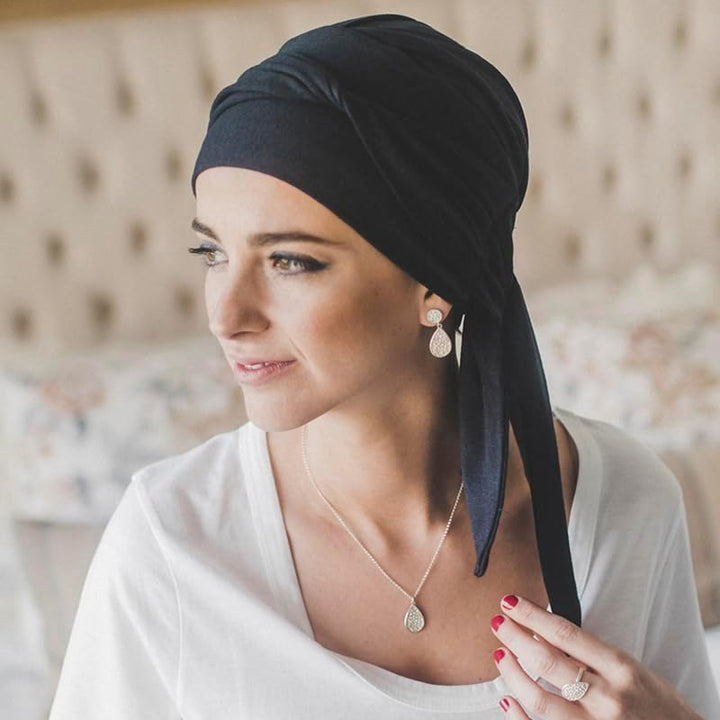 CAREBELL Smooth Onkologe Mütze aus Bambus für Chemotherapie oder Alopezie Marineblau, Marineblau