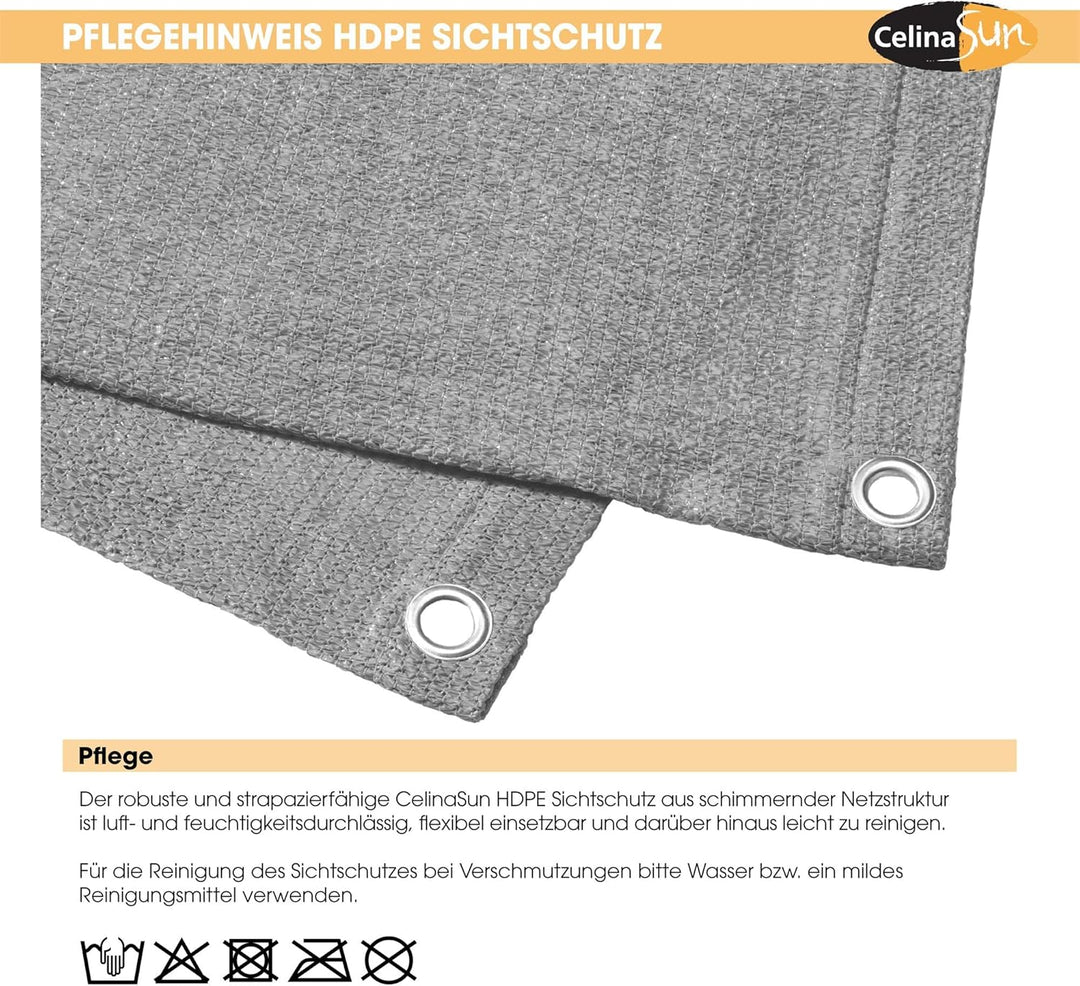 CelinaSun Sichtschutz Balkon 0,9 x 3 m Sand beige HDPE Balkonbespannung mit Kabelbinder atmungsaktiv