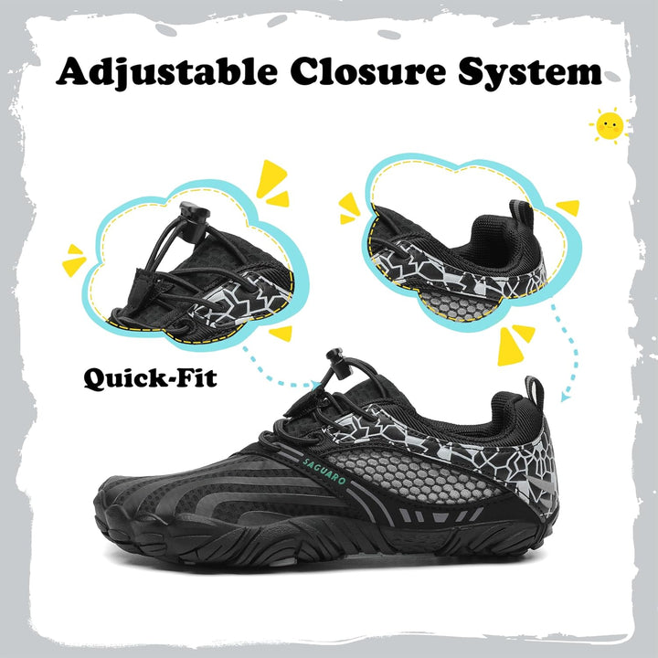 SAGUARO Jungen Mädchen Barfussschuhe Atmungsaktiv Badeschuhe für Kinder Gr.24-36 24 EU Schwarz, 24 E