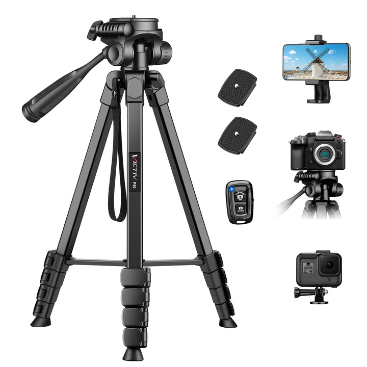 Victiv Neues Kamera Handy Stativ, 172cm Tragbares Camera Tripod, Aluminium Dreibein Stativ mit Abneh