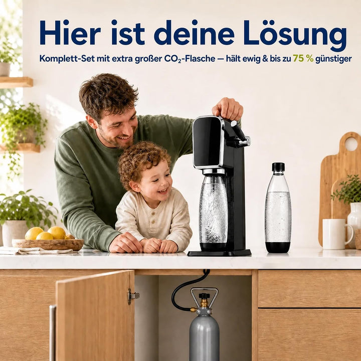 Wassersprudler Art Spar-Set mit 2kg CO2-Flasche 400L statt 60 L | optimal für Familien und Büro I TÜ