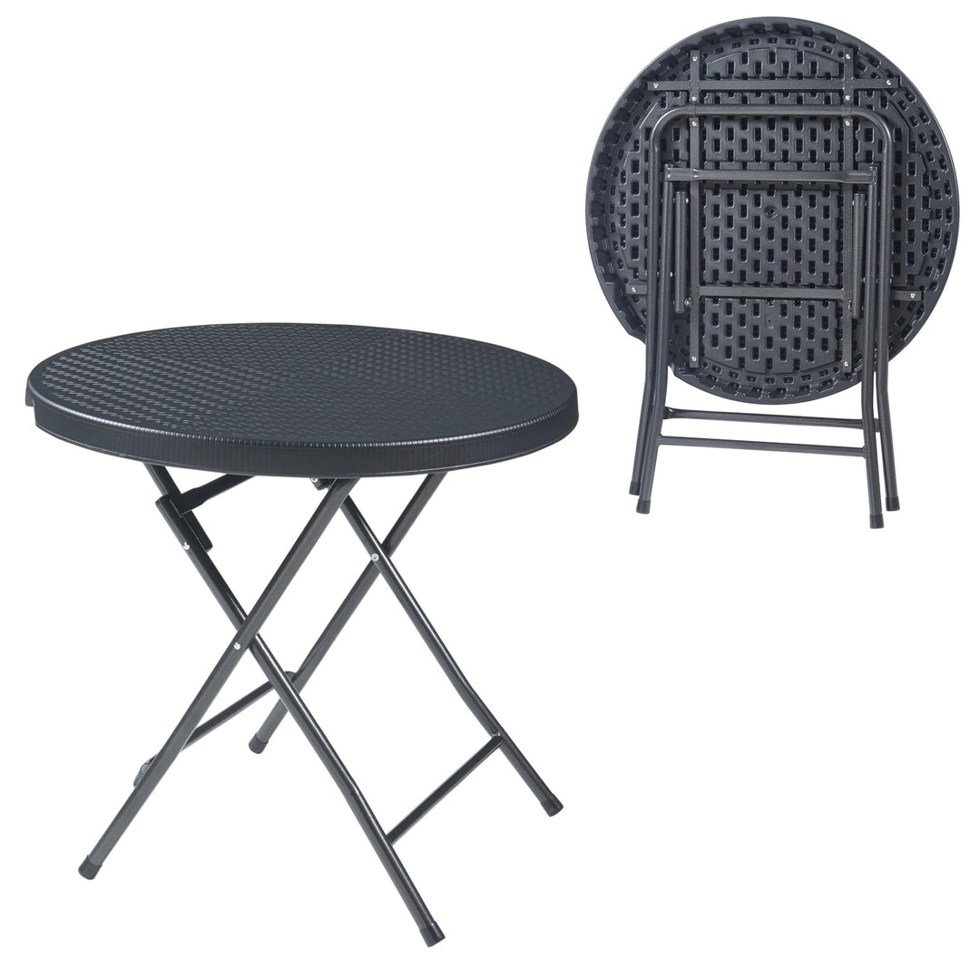 [en.casa] Klapptisch Mark Gartentisch Campingtisch klappbar 80 x 74 cm rund Picknicktisch Outdoor Ra