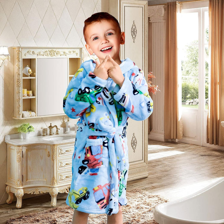 Baogaier Bademantel Kapuze Kinder Morgenmantel Flanell Nachtwäsche Robe Frottee Lange Ärmel Weiche S