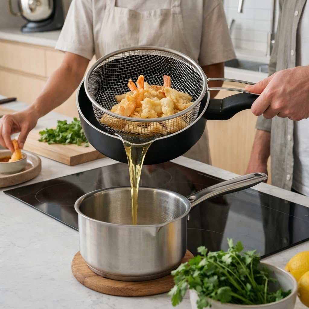 MGE - Frittierpfanne - Induktion Schnell - Bratpfanne - Fritteuse - Wok - Schwarz - 26 cm