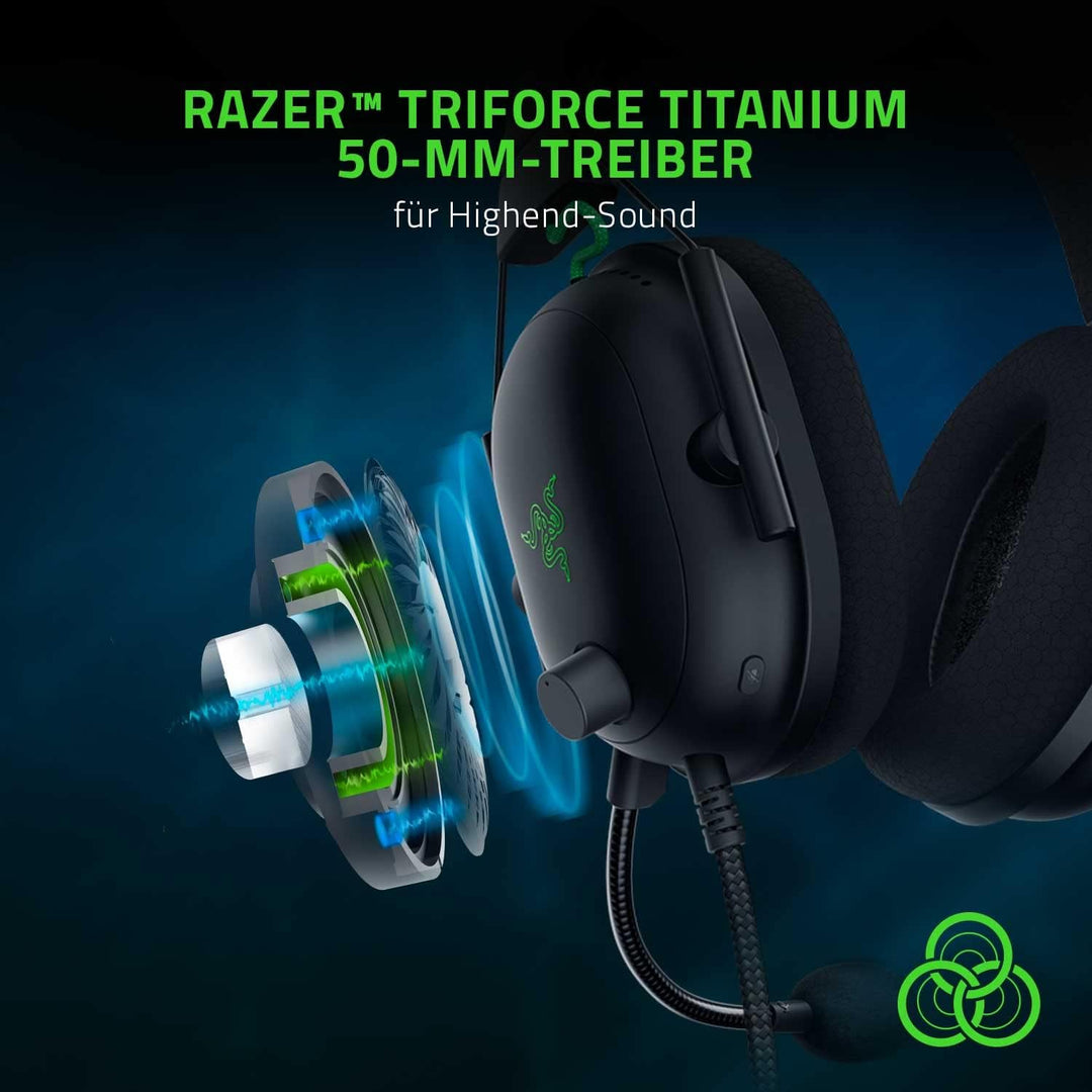 Razer Blackshark V2 - Premium E-Sport-Headset mit USB-Soundkarte (Triforce 50-mm-Treiber, HyperClear