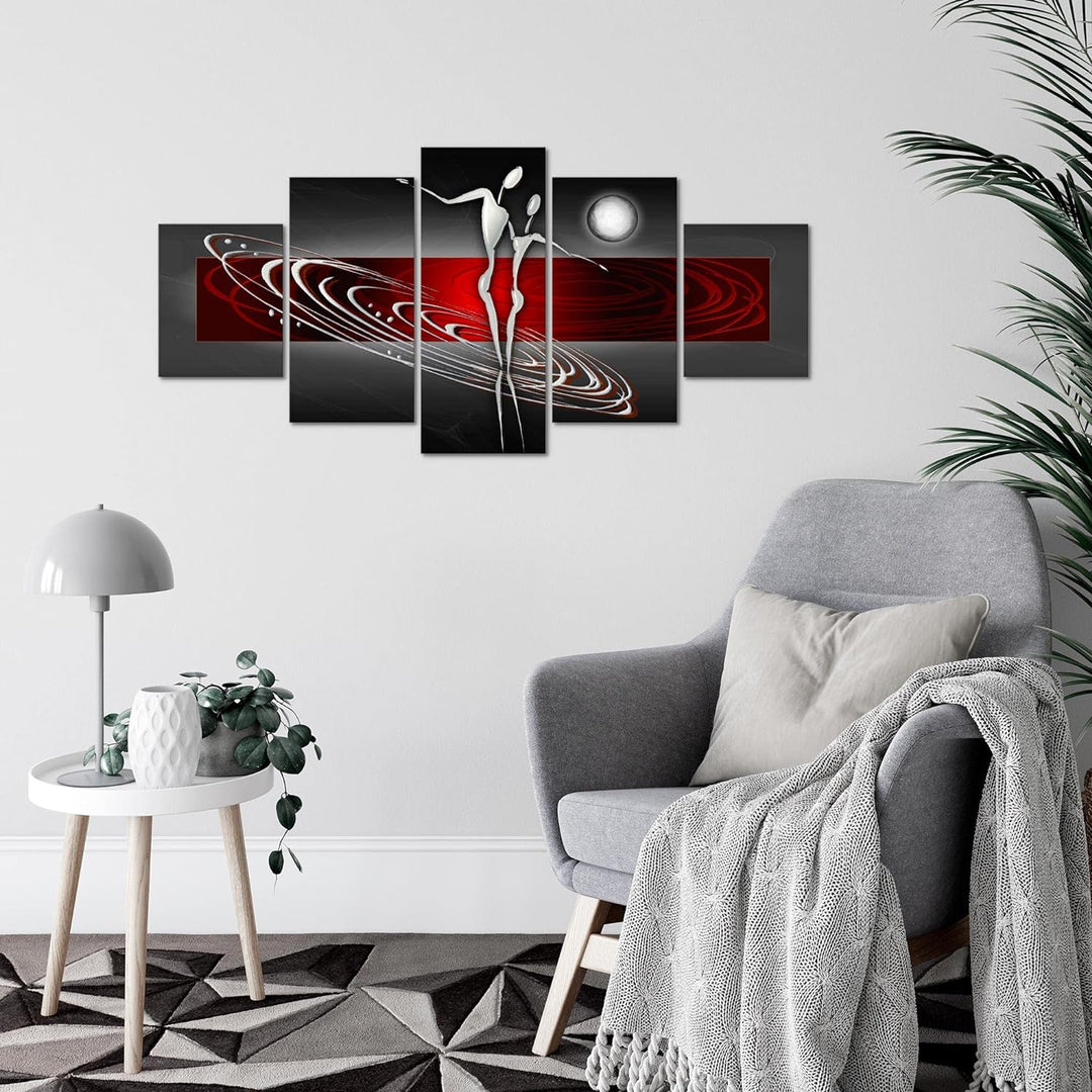 Runa Art Wandbilder Abstrakt Figuren 5 Teilig Bild auf Vlies Leinwand Deko Wohnzimmer Schlafzimmer L