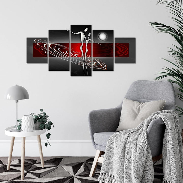 Runa Art Wandbilder Abstrakt Figuren 5 Teilig Bild auf Vlies Leinwand Deko Wohnzimmer Schlafzimmer L