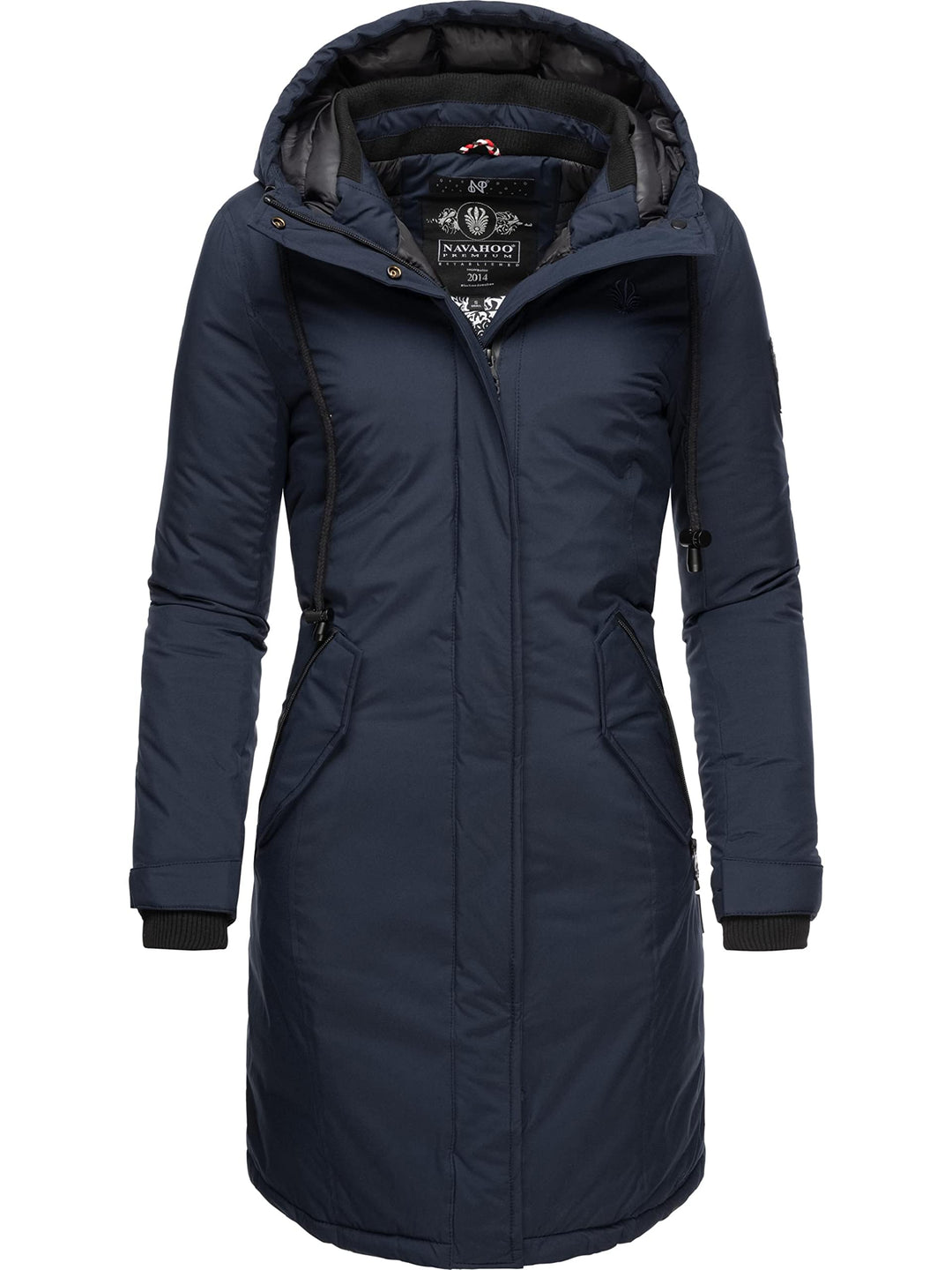 Navahoo Damen Wintermantel Winterparka mit Kapuze Letiziaa XS-3XL XS Blau, XS Blau