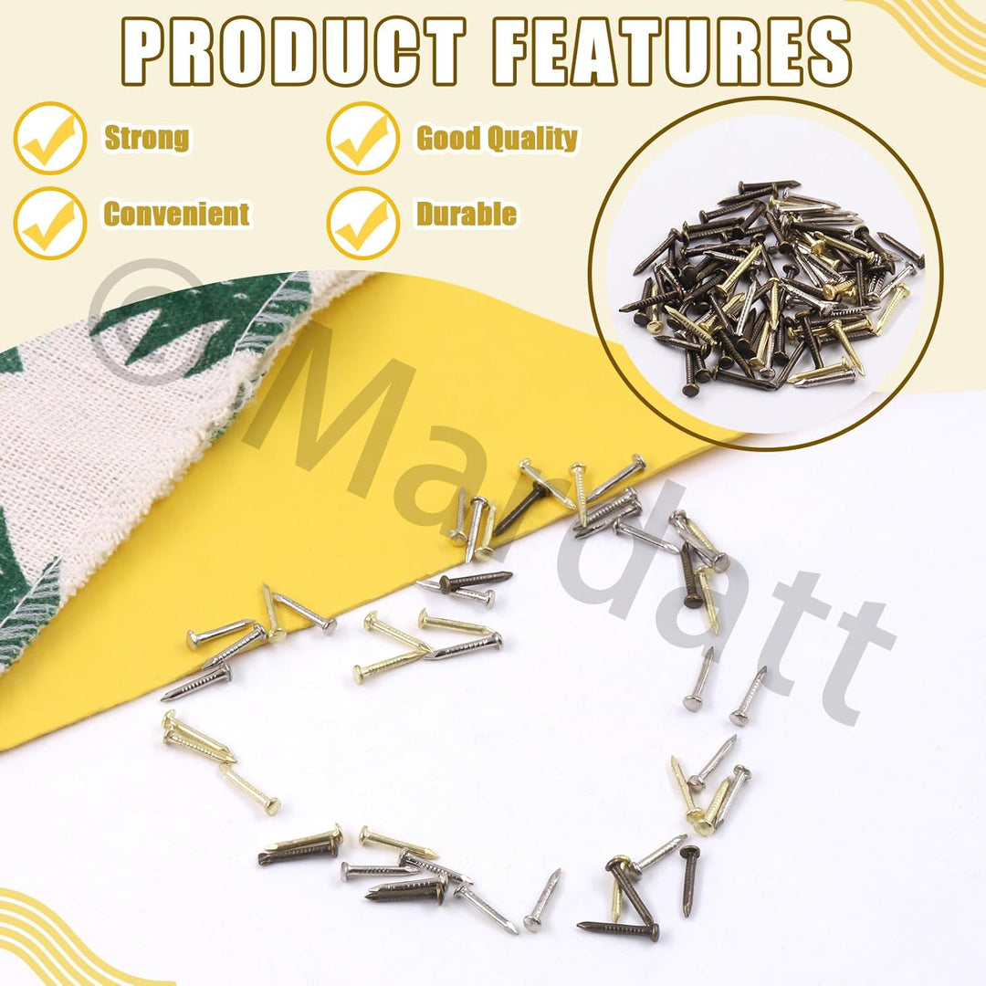 Wooden Screws, 1600 Stück 1x6 mm, 1x8 mm, 1x10 mm Sortiment kleiner Nägel, kleine Holznägel, Kleinte