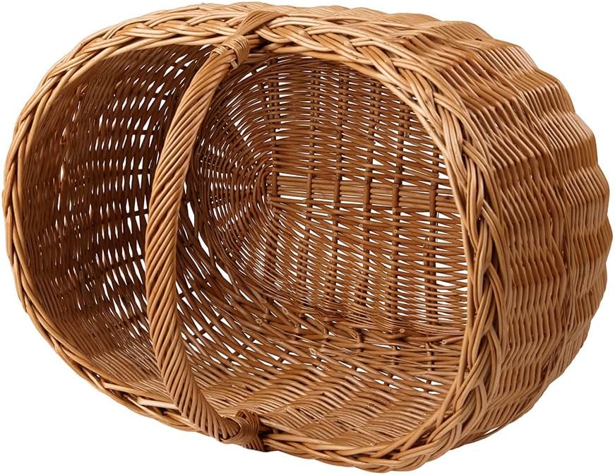 Grosser Vollweidener Kaminkorb/Gartenkorb, naturfarbiger Kaminkorb aus Weide, Weidenkorb für Kaminho