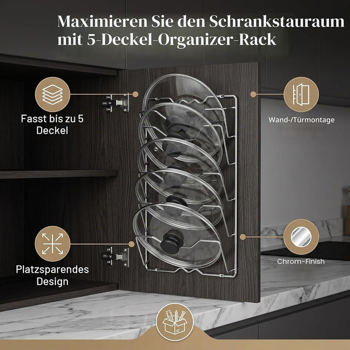 Yosoo Health Gear Wand- und Türmontage, Küchenschrank-Aufbewahrungsregal, Topfdeckel für die Wand, k