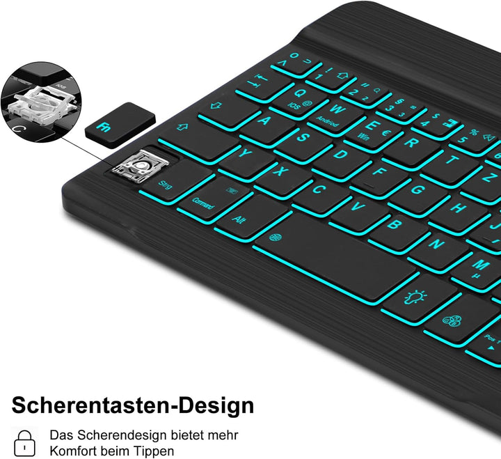 SENGBIRCH Hülle mit Tastatur für iPad Mini 7 (A17 Pro) 8.3" 2024 - QWERTZ Deutsche Beleuchtung Tasta